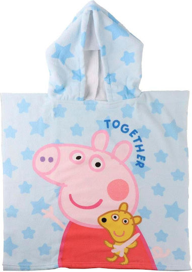 Πετσέτα Πόντσο Kουκούλα Peppa Pig 55cmx110cm-γαλάζιο