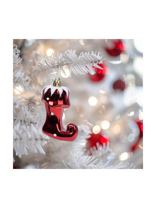 Ornament De Crăciun Pentru Brad Cizme Roșii Strălucitoare Moș Crăciun 8 Cm