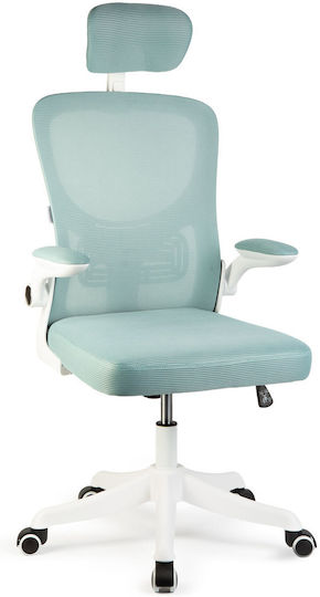 Office Chair with Recline and Adjustable Arms White Blue Office Chair with Recline and Adjustable Arms White Blue