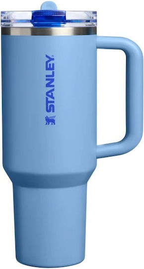 Stanley Handled Tumbler Thermos Stainless Steel 1.18lt Blue Sky with Straw and Handle