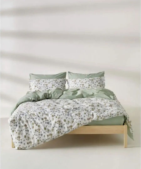 Kentia Ifigenia Coverlet King Size Cotton White-Green-Mustard 270x270cm