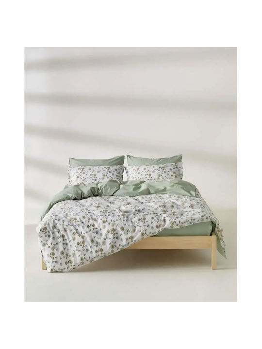 Kentia Ifigenia Κουβερλί Υπέρδιπλο Βαμβακερό White-green-mustard 230x250cm