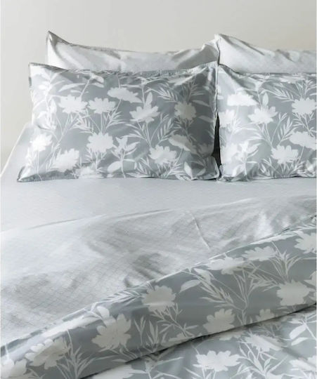 Kentia Rosaira Coverlet Super King Cotton Satin Gray-White 230x250cm