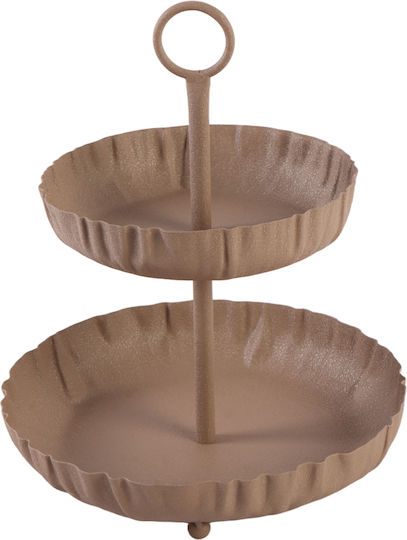 Espiel Espiel Dekorative Metallischer Rund Tablett 34x34x40cm