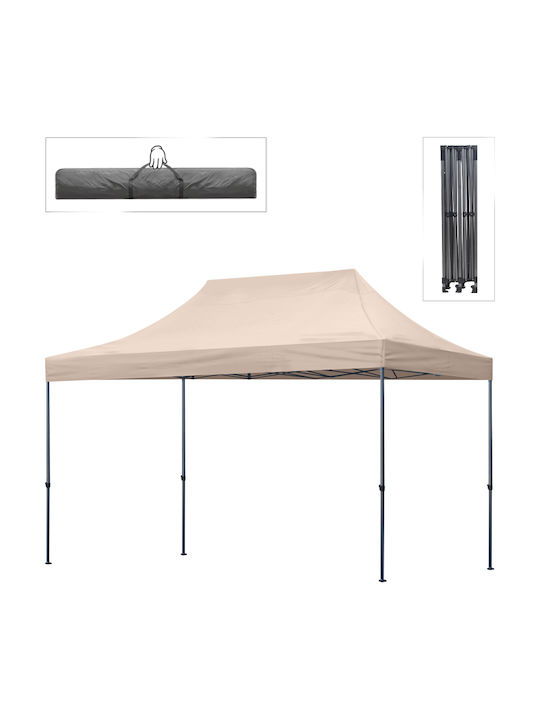 Megapap Foldable Garden Gazebo Bari Beige 3x4.5m