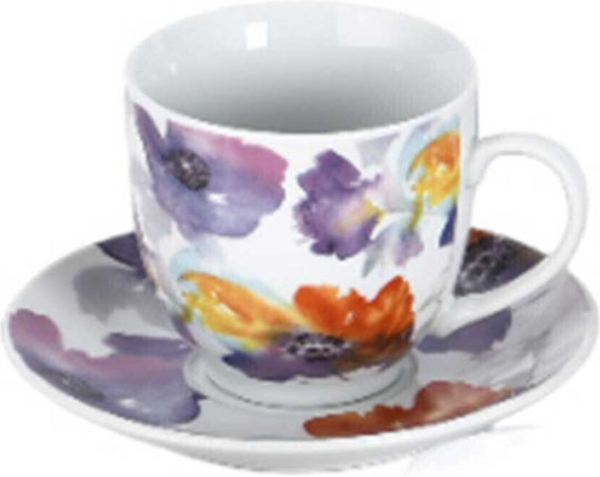 Φλυτζάνια Καφέ Πορσελάνης Purple Blossom Σετ 6τμχ