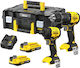 Stanley SFMCK201D2T-QW Battery Tool Set Impact Drill Driver & Impact Screwdriver Brushless 20V with 2 Batteries 2Ah and Case