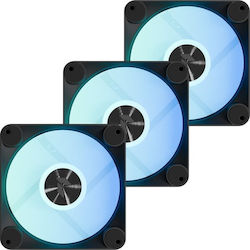 APNX FP1-R 120 Reverse Blade Case Fan 1600rpm 62.9cfm with ARGB Lighting and 4-Pin PWM Connection 3pcs