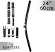 Lamele Ștergătoare Auto 24 Inch 60 Cm Universal 10 Adaptoare Cauciuc Lama Instalare Ușoară