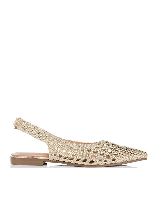 Seven Γυναικείες Μπαλαρίνες Slingback Πλατίνα