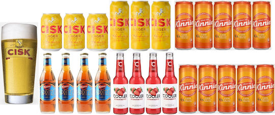Getränke/Wein-Kompositionen Cisk 400ml 10x Kinnie 330ml 3x Cisk 330ml 3x Cisk 500ml 4x Spritz 250ml 4x Cooler Erdbeere 275ml