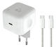 Powertech Φορτιστής GaN με Θύρα USB-C και Καλώδιο USB-C - USB-C 60W Power Delivery / Quick Charge 3.0 Λευκός (PT-1581)