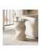 Round Side Table Klida Glass Ceramic Travertine Look W40xL40xH63cm