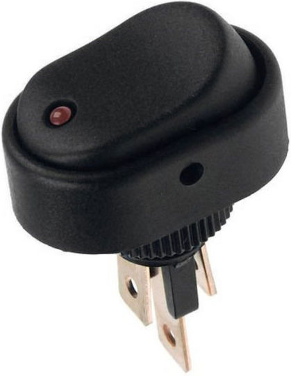292111 Διακοπτης 12v Κοκκινο Led Asw-20d Μαυρος Σετ 5 Τεμαχιων