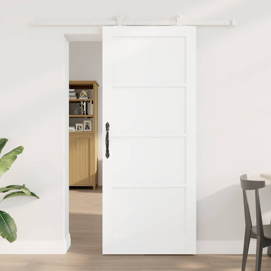 Ușă Glisantă Albă 83 X 202 Cm Lemn Masiv De Pin 3445470 Albă