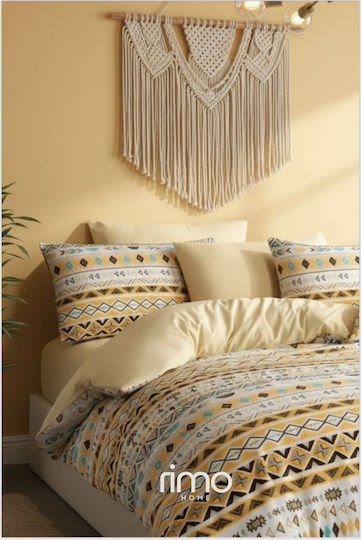 SteweHome Cotton Duvet Cover Set 200x220cm Double With 2 Pillowcases Yellow