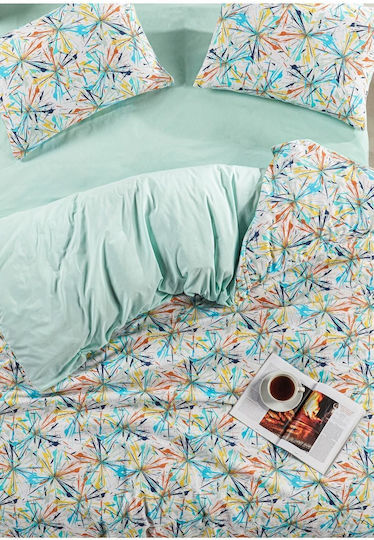 SteweHome Cotton Duvet Cover Set 160x220cm Single With Pillowcase White