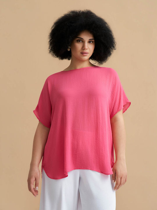 Mat Fashion Bluza Damă Mâneci Scurte Fuchsia 00...