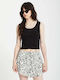 Stone Women's Crop Top Cotton Sleeveless Black Black