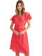 Summer Midi Dress with Ruffles Coral