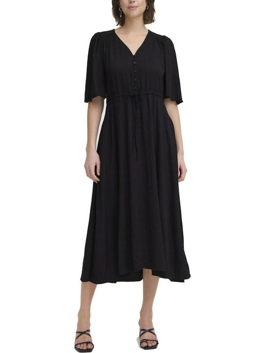 Rochie De Vară Pentru Femei Midi Neagră