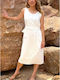 Sommer Midi Damenkleid Ecru