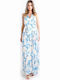 Summer Maxi Dress Satin Wrap Light Blue