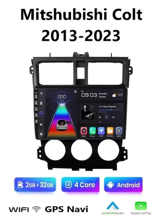 Car Audio System for Mitsubishi Colt 2013-2023 Bluetooth USB WiFi GPS Apple CarPlay Android Auto with 9" Touch Screen