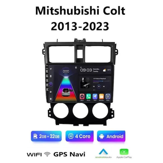 Car Audio System for Mitsubishi Colt 2013-2023 Bluetooth USB WiFi GPS Apple CarPlay Android Auto with 9" Touch Screen