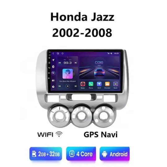 Автомобилна аудио система за Honda Jazz 2002-2008 с A/C (Bluetooth/USB/WiFi/GPS/Apple CarPlay/Android Auto) с тъчскрийн 9"