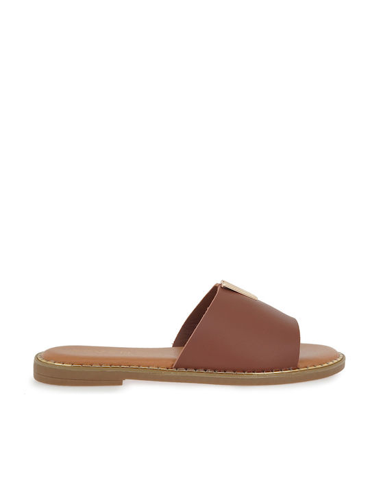 Seven Leder Flache Sandalen für Damen Tabac