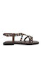 Damen Flache Sandalen Braun