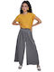 Damen Stoffhose mit Gummiband in Gerade Bein Stil Hellblau