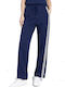 Women's Fabric Trousers in Loose Fit Striped Blue