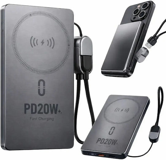 Verk Group 06396 Baterie Externă 5000mAh 20W Cu Port De Ieșire USB-A Și Port De Ieșire USB-C Gri