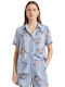 Long Sleeve Women's Light Blue Striped Shirt