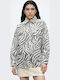 Long Women's Jean Jacket Animal Print