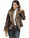 Leather Women's Jacket for Winter Brown