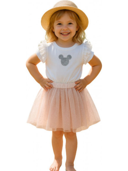 Kids Set with Skirt Summer 2 Pieces Pink