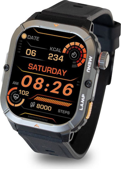 AGM Legion 3 Αδιάβροχο Smartwatch με Παλμογράφο (Μαύρο)