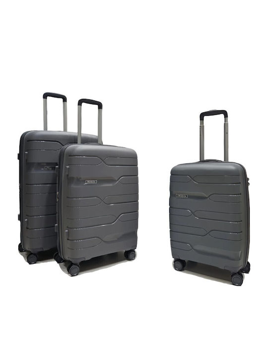 Homeone Hartschalenkoffer Dunkelgrau mit 4 Rädern Set 3 Stück