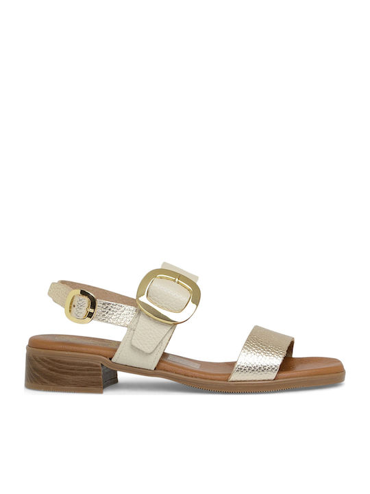Oh My Sandals Δερμάτινα Πέδιλα Χρυσά