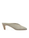 Suede Mules με Χαμηλό Τακούνι σε Μπεζ Χρώμα