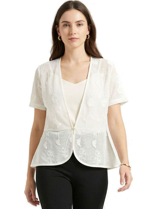 Women's Cardigan with Buttons Ecru
