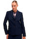 Fibes Damen Krepp Blazer Blau