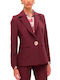 Fibes Long Women's Crepe Blazer Bordeaux