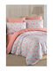 SteweHome Bed Sheet Set With 1 Pillowcase King Size With Rubber Hugger 200x220cm Pink 4 Pieces