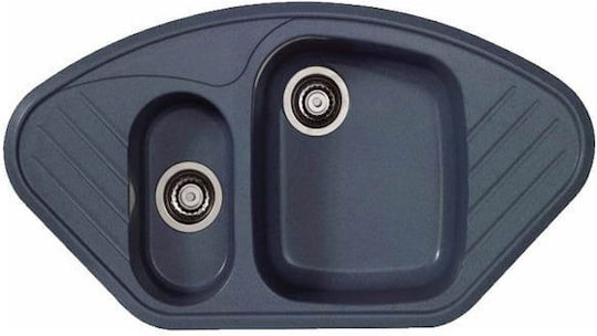Sanitec 302 Classic Drop-In Kitchen Sink Inox L96xW51cm Metallic Ice