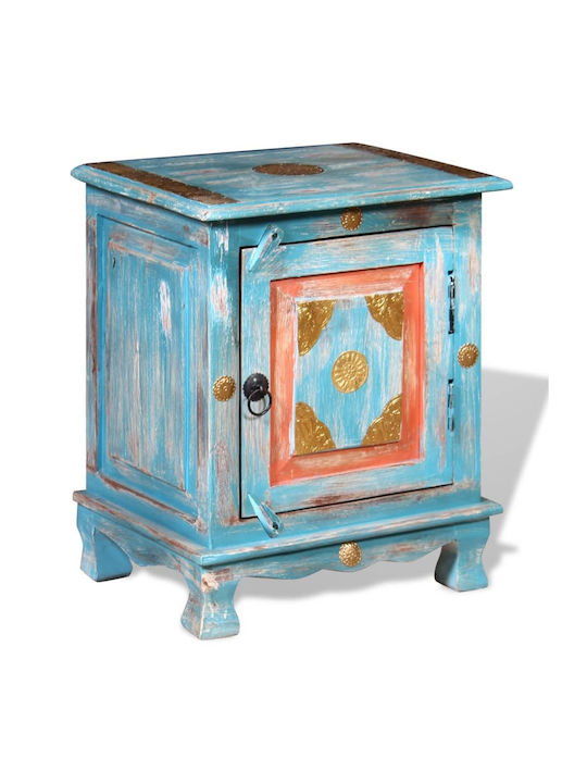 Bedside Table Made of Solid Blue Wood 40x30x50cm