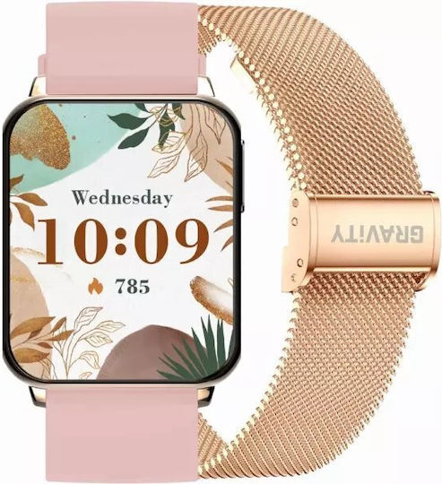 Smartwatch Gravity Rose Gold White 2 Straps Gt26-2